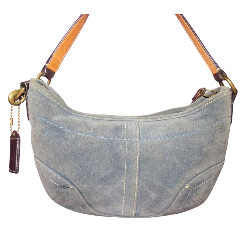 Coach 2004 Soho Suede & Leather Demi Hobo Handbag in Denim Gray Blue 4284 - Picture 2 of 12